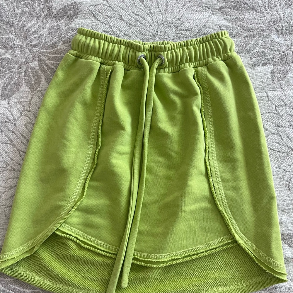 Lime Green Mini Skirt with Drawstring Waist